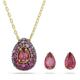 Swarovski Sublima korusetti, riipus ja korvakorut, keltakullattu ja punaiset zirkonit, 5752883