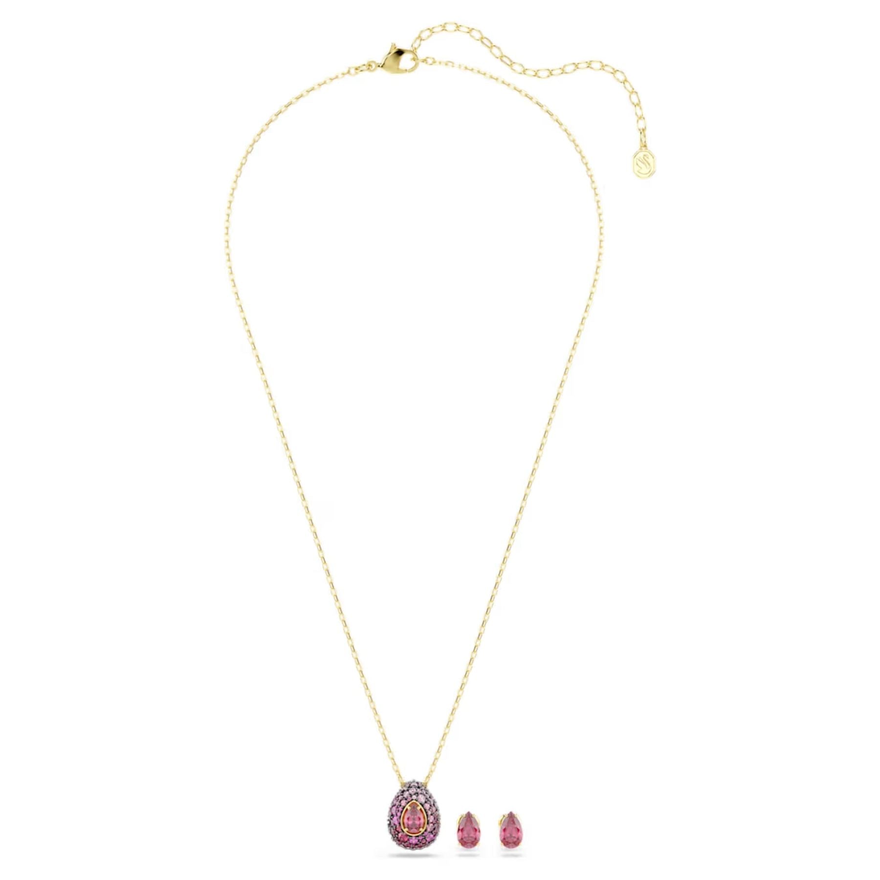 Swarovski Sublima korusetti, riipus ja korvakorut, keltakullattu ja punaiset zirkonit, 5752883