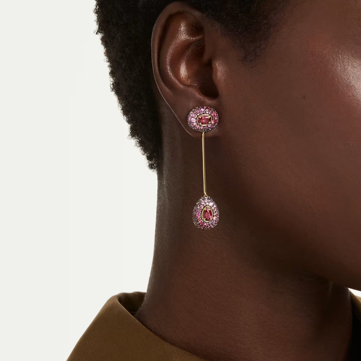 Swarovski Sublima korvakorut, keltakullattu ja punaiset zirkonit, 5752891