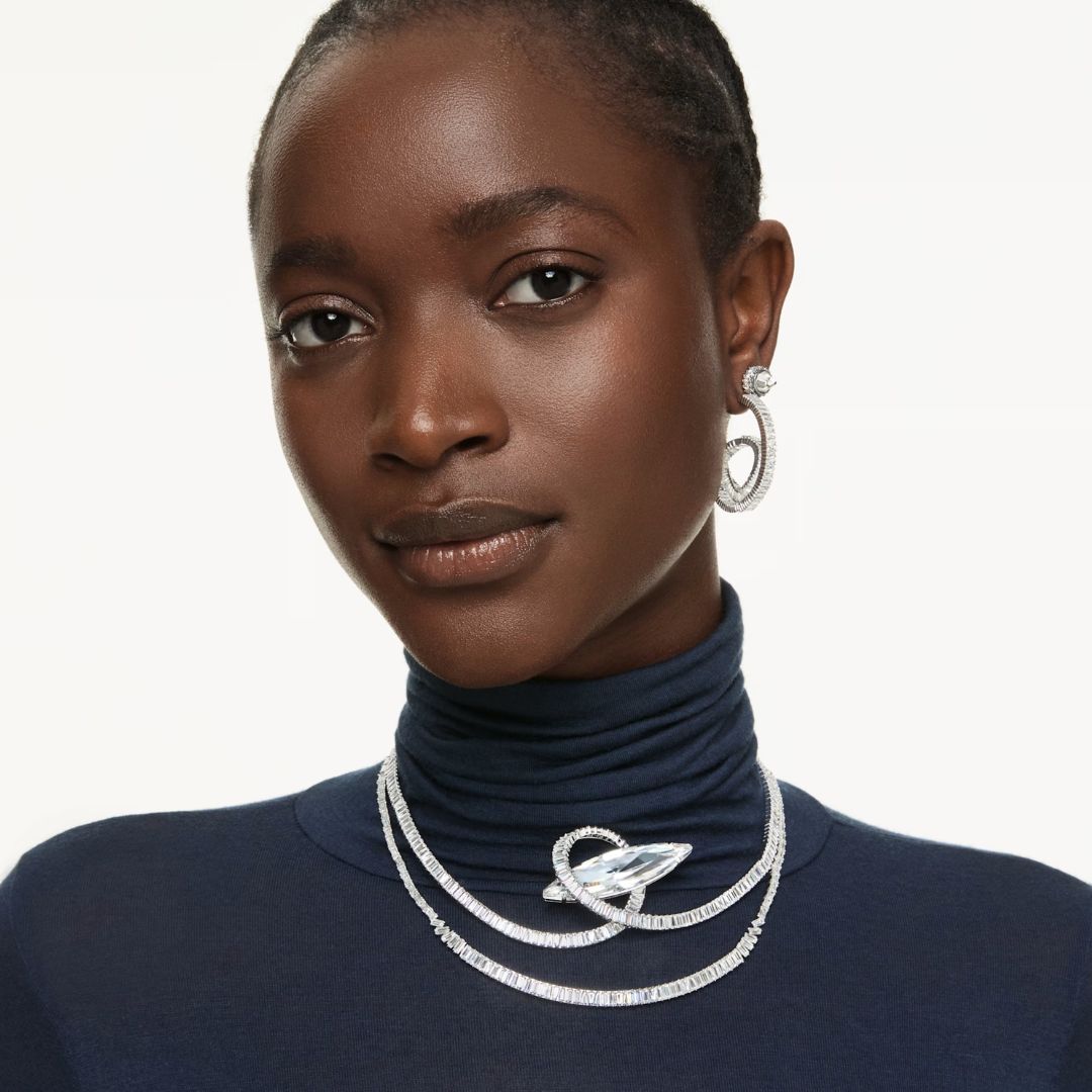 Swarovski Sublima korvakorut, tumma metalli kirkkailla kristalleilla 5723185