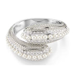 Swarovski Sublima rannekoru, vaalea metalli kirkkailla kristalleilla ja valkoisilla helmillä
