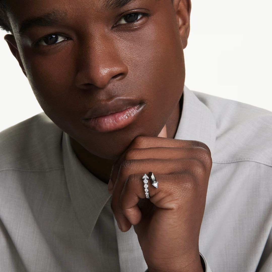 Swarovski Sublima Ring, Ruthenium Plated Metal and White Crystals