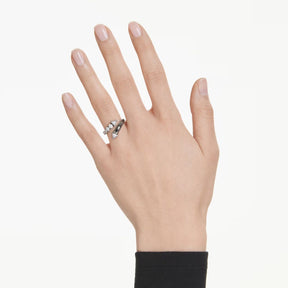Swarovski Sublima Ring, Ruthenium Plated Metal and White Crystals