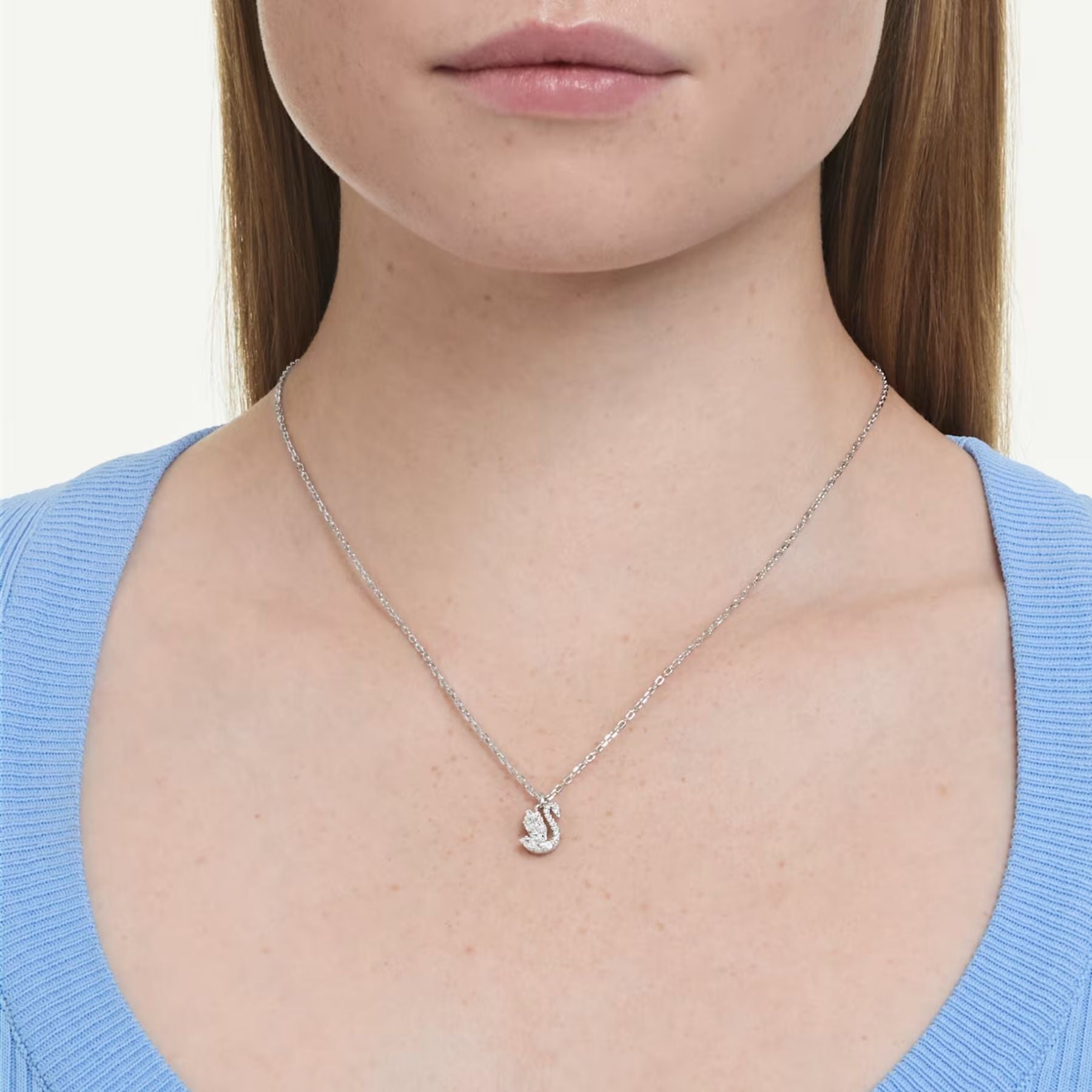 Swarovski Swan kaulakoru, vaalea metalli ja kirkkaat zirkonit, 5754347