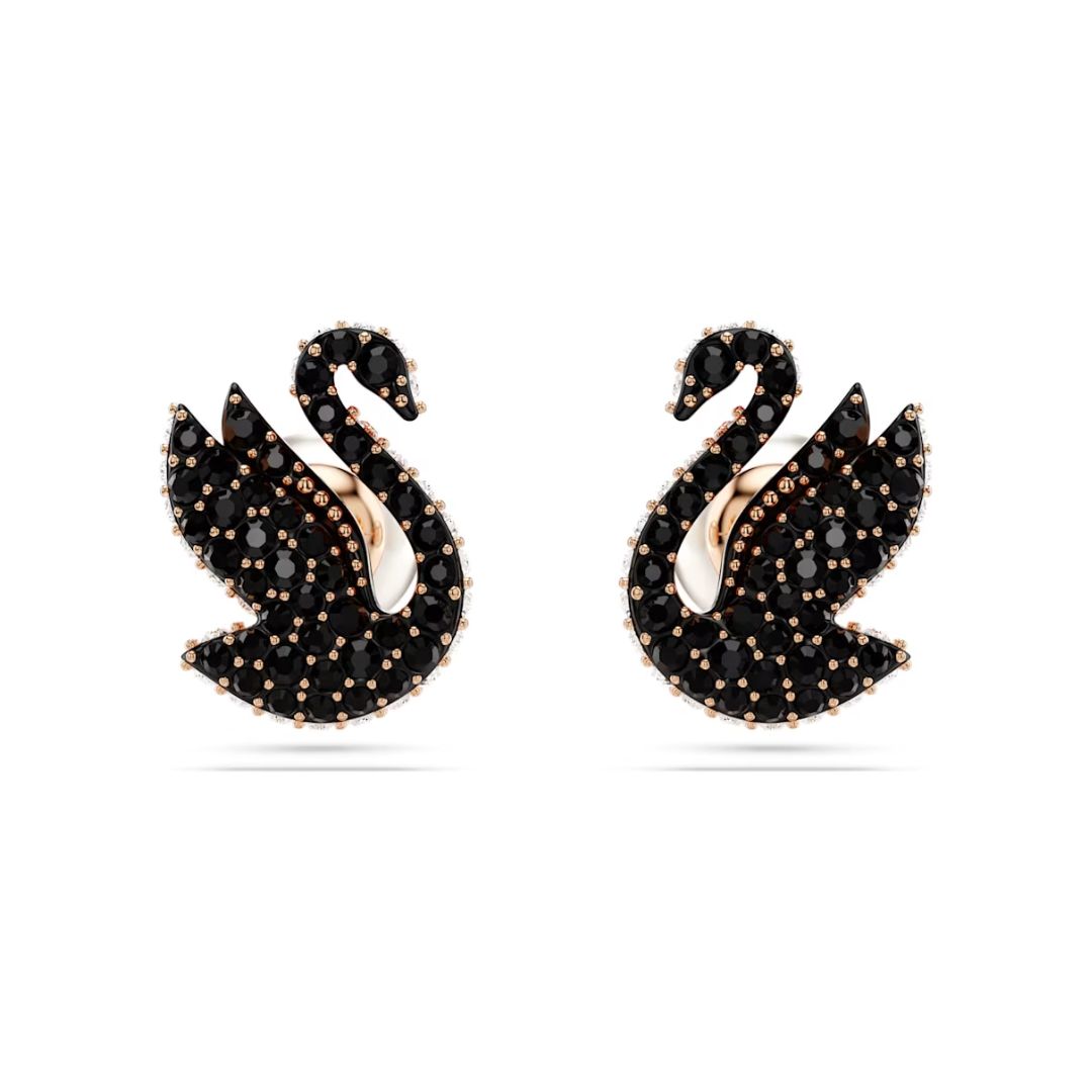 Swarovski Swan korvakorut, ruusukullanväri ja mustat kristallit 5684608