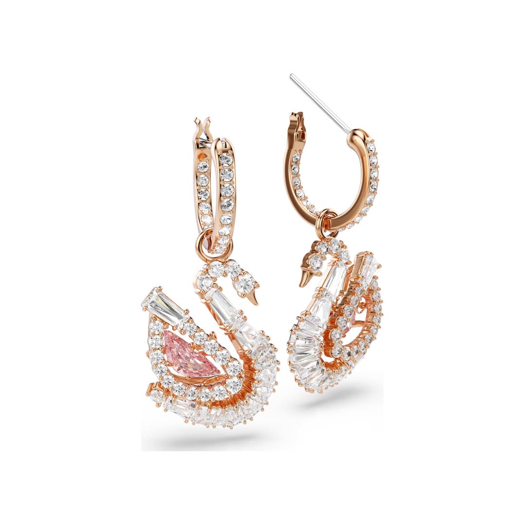 Swarovski Swan korvakorut, ruusukullanväri, pinkit ja kirkkaat kristallit, 5732415