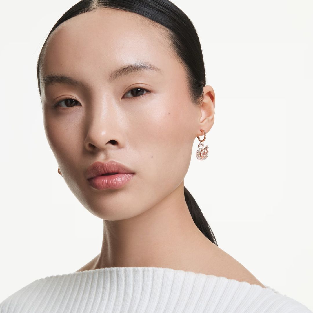 Swarovski Swan korvakorut, ruusukullanväri, pinkit ja kirkkaat kristallit, 5732415