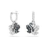 Swarovski Swan korvakorut, vaalea metalli ja mustat kristallit, 5705728
