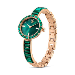 Swarovski Swan rannekello, samppanjakullanvärinen ja vihreät kristallit, 5690808