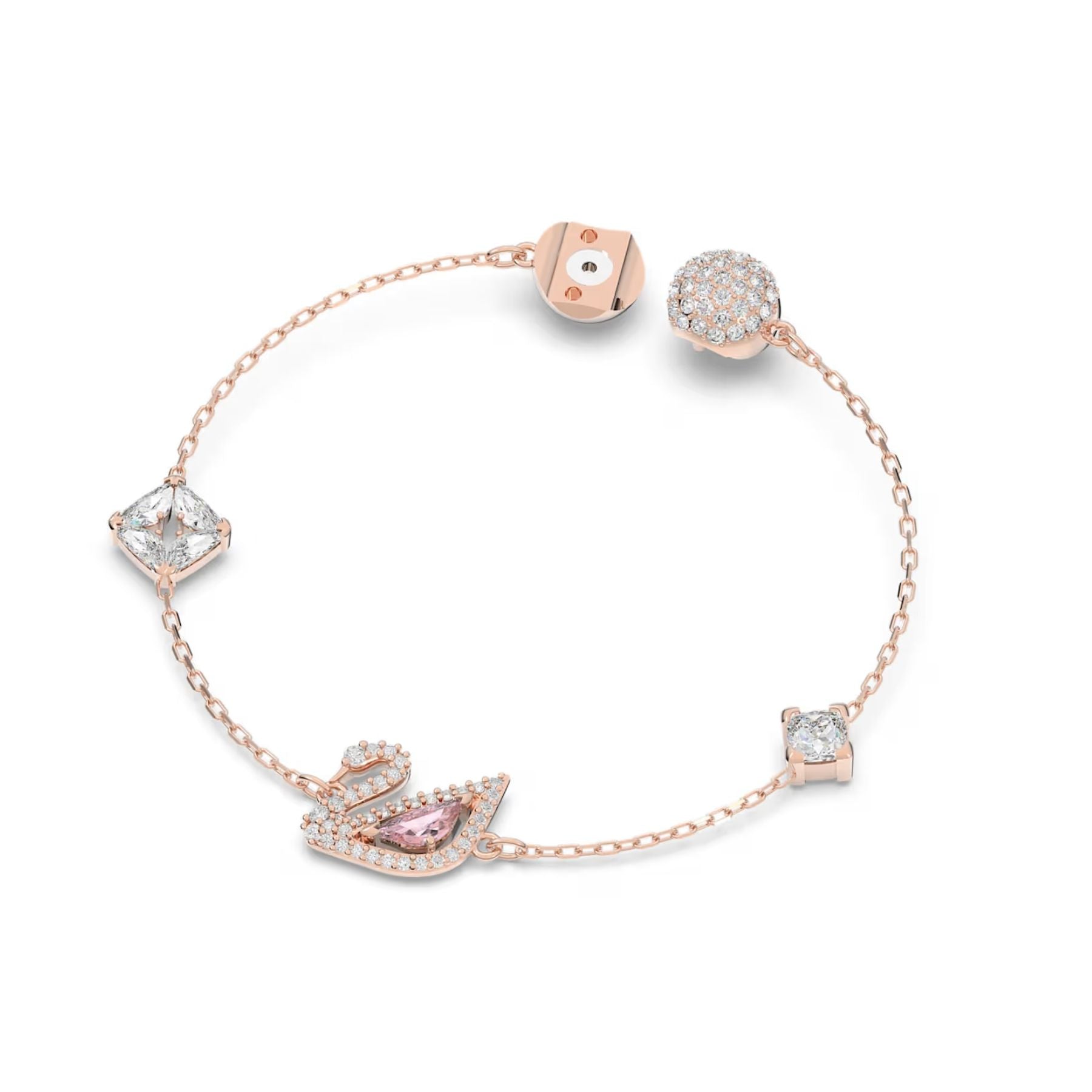 Swarovski Swan rannekoru, rosekullattu, kirkkaat ja vaaleanpunaiset zirkonit