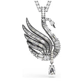 Swarovski Swan riipus ja rintakoru, tumma metalli, kirkkaat kristallit ja valkoiset helmet, 5723411