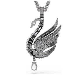 Swarovski Swan riipus ja rintakoru, tumma metalli, kirkkaat kristallit ja valkoiset helmet, 5723411