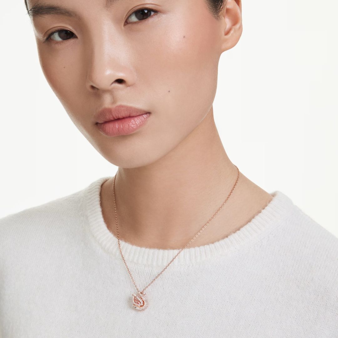 Swarovski Swan riipus, ruusukullanväri, vaaleanpunainen ja kirkkaat kristallit, 5732414