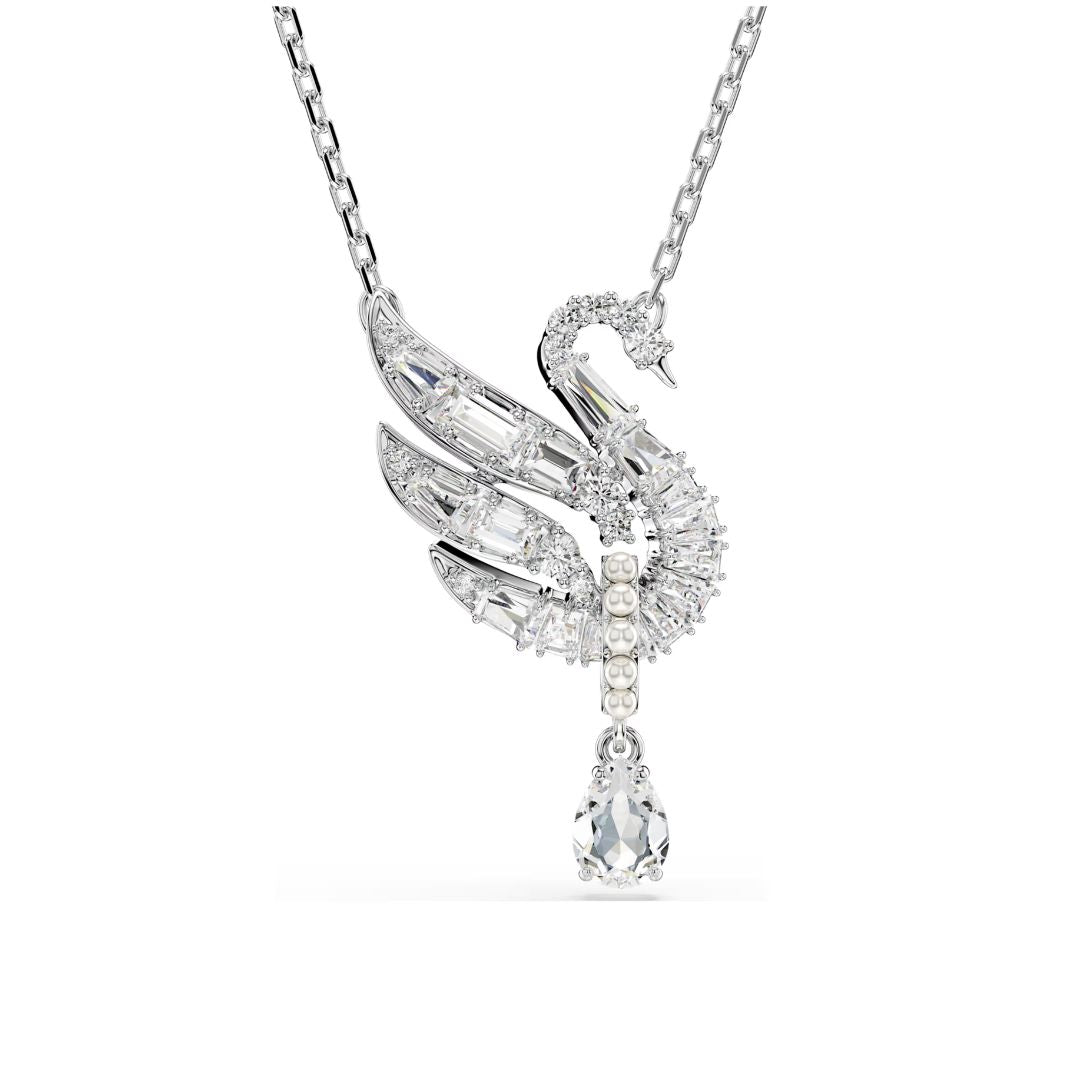 Swarovski Swan riipus, vaalea metalli ja kirkkaat kristallit, 5723387