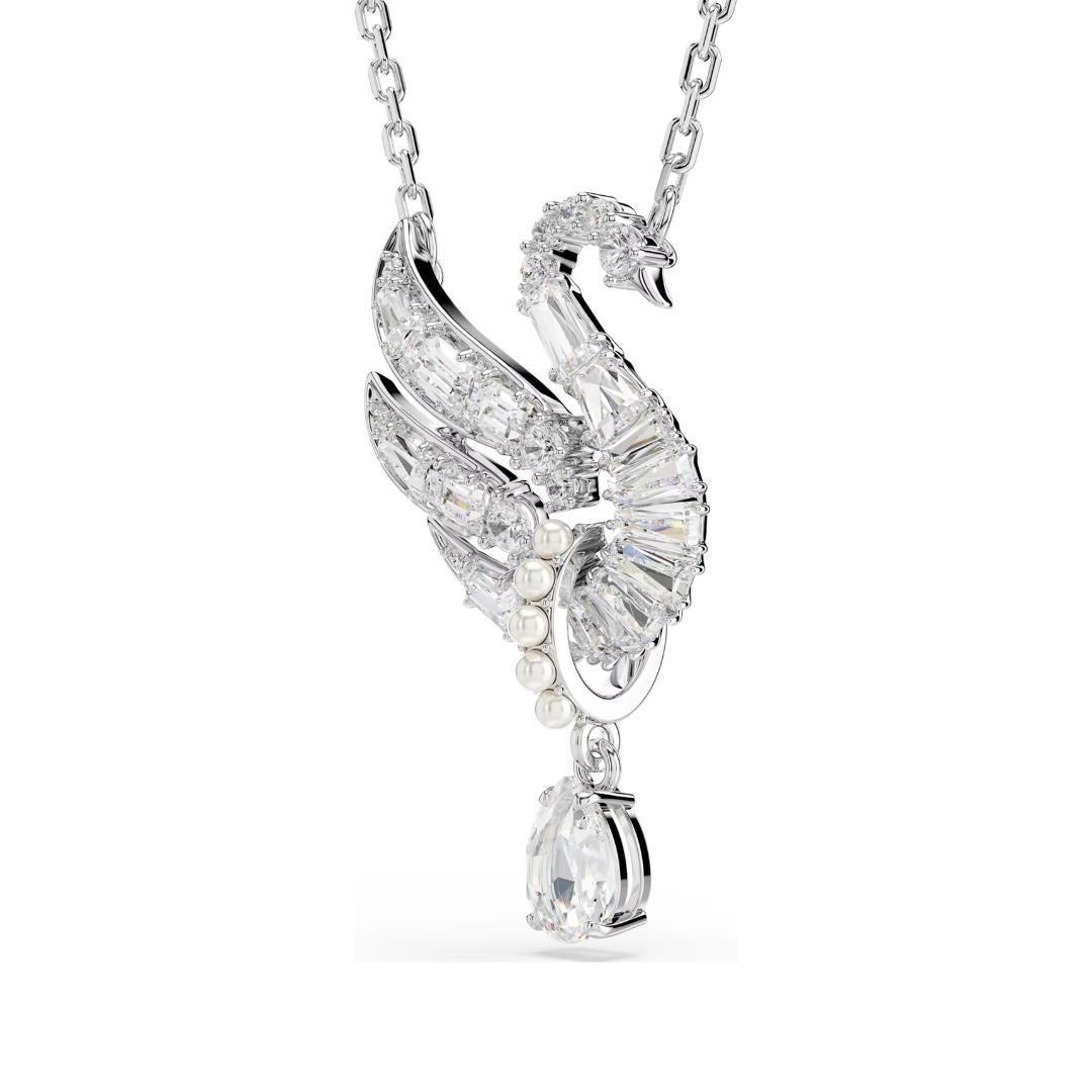 Swarovski Swan riipus, vaalea metalli ja kirkkaat kristallit, 5723387