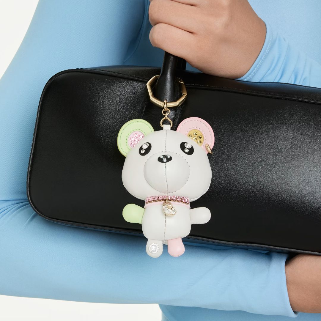 Swarovski Teddy avaimenperä, keltakullattu, nahka ja kristallit, 5734069