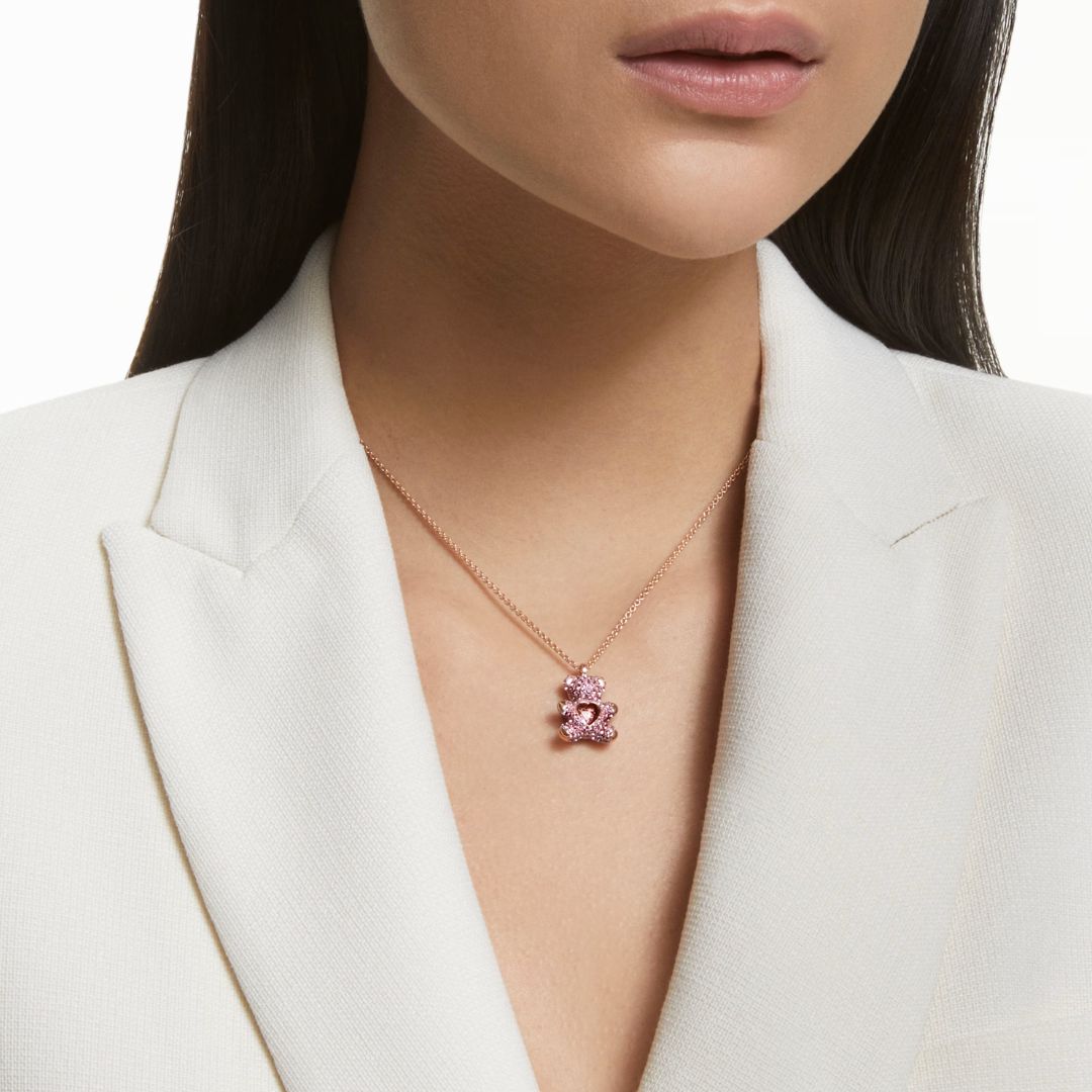 Swarovski Teddy riipus, ruusukullanväri ja Vaaleanpunaiset kristallit, 5642976