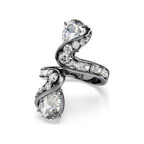 Swarovski The Vienna Collection sormus, tumma metalli ja kirkkaat kristallit