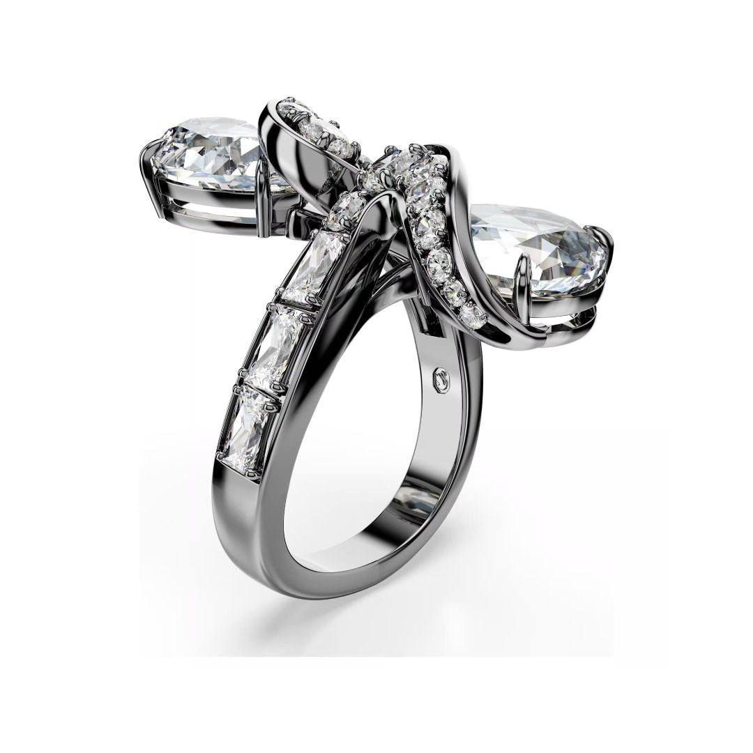 Swarovski The Vienna Collection sormus, tumma metalli ja kirkkaat kristallit