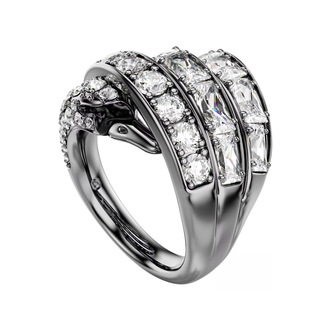 Swarovski The Vienna Collection sormus, tumma metalli kirkkailla kristalleilla