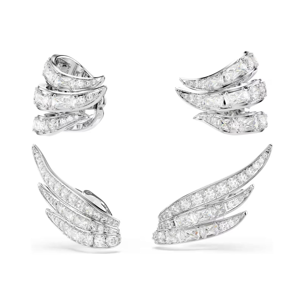 Swarovski Vienna ear cuff -korvakorut, neljän setti, vaalea metalli ja kirkkaat zirkoniat, 5749071