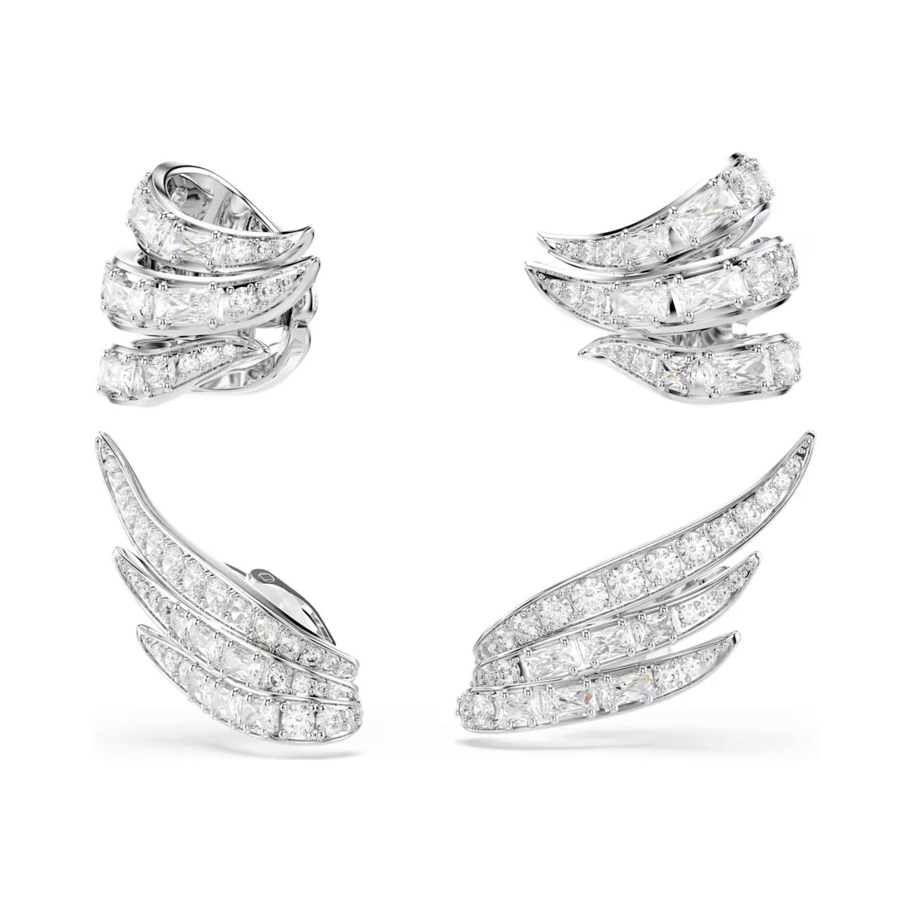Swarovski Vienna ear cuff -korvakorut, neljän setti, vaalea metalli ja kirkkaat zirkoniat, 5749071