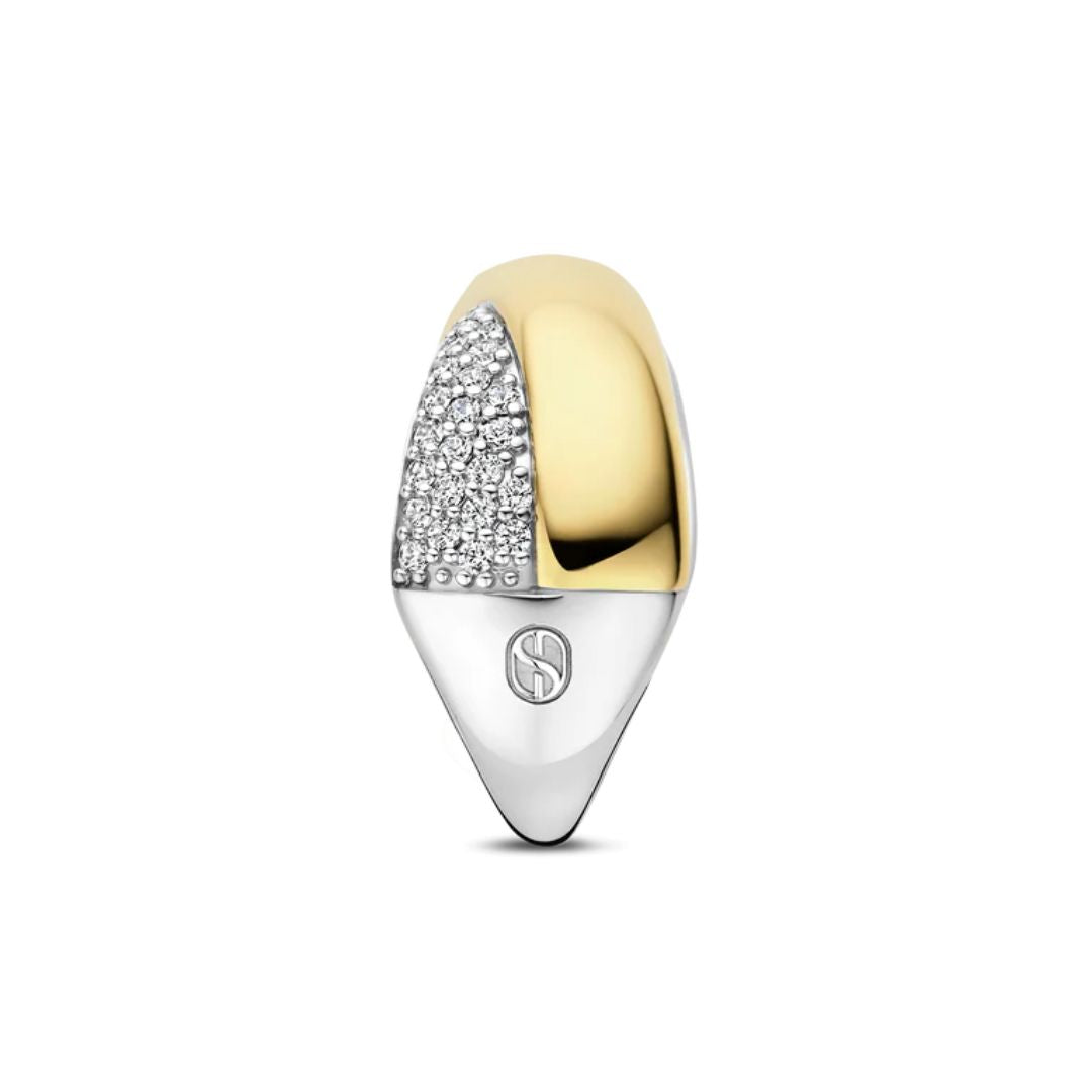 TI SENTO Bold Crossover sormus, keltakullattua hopeaa ja zirkonit, 12404ZY
