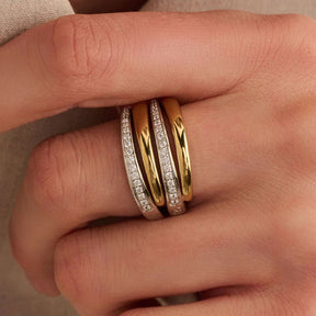 TI SENTO Bold Layered sormus, keltakullattua hopeaa ja zirkonit, 12409ZY