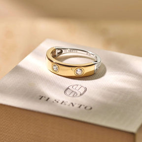 TI SENTO Classic sormus, keltakullattua hopeaa ja zirkonit, 12403ZY