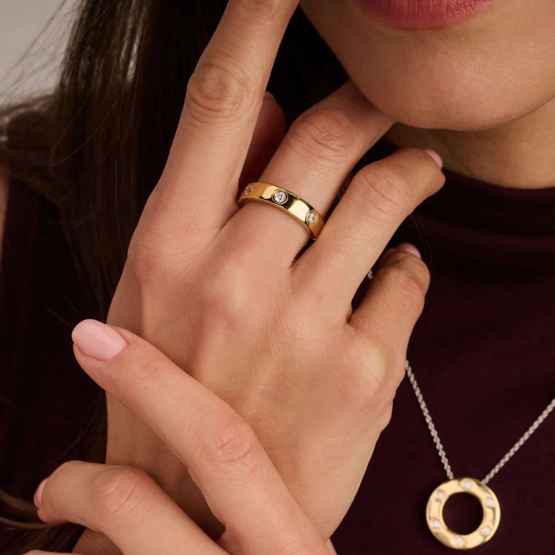 TI SENTO Classic sormus, keltakullattua hopeaa ja zirkonit, 12403ZY