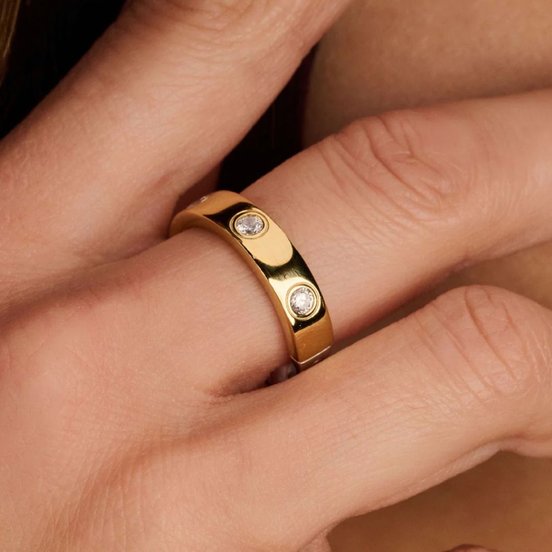 TI SENTO Classic sormus, keltakullattua hopeaa ja zirkonit, 12403ZY