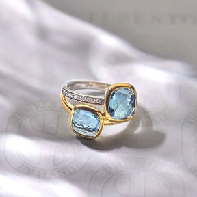 TI SENTO Double Cushion sormus, keltakullattua hopeaa ja zirkonit, 12412TY