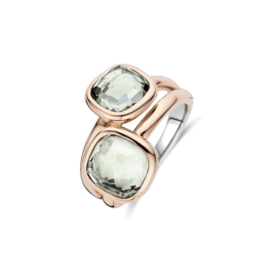 TI SENTO Double Cushion sormus, rosekullattua hopeaa ja zirkonit, 12413GR