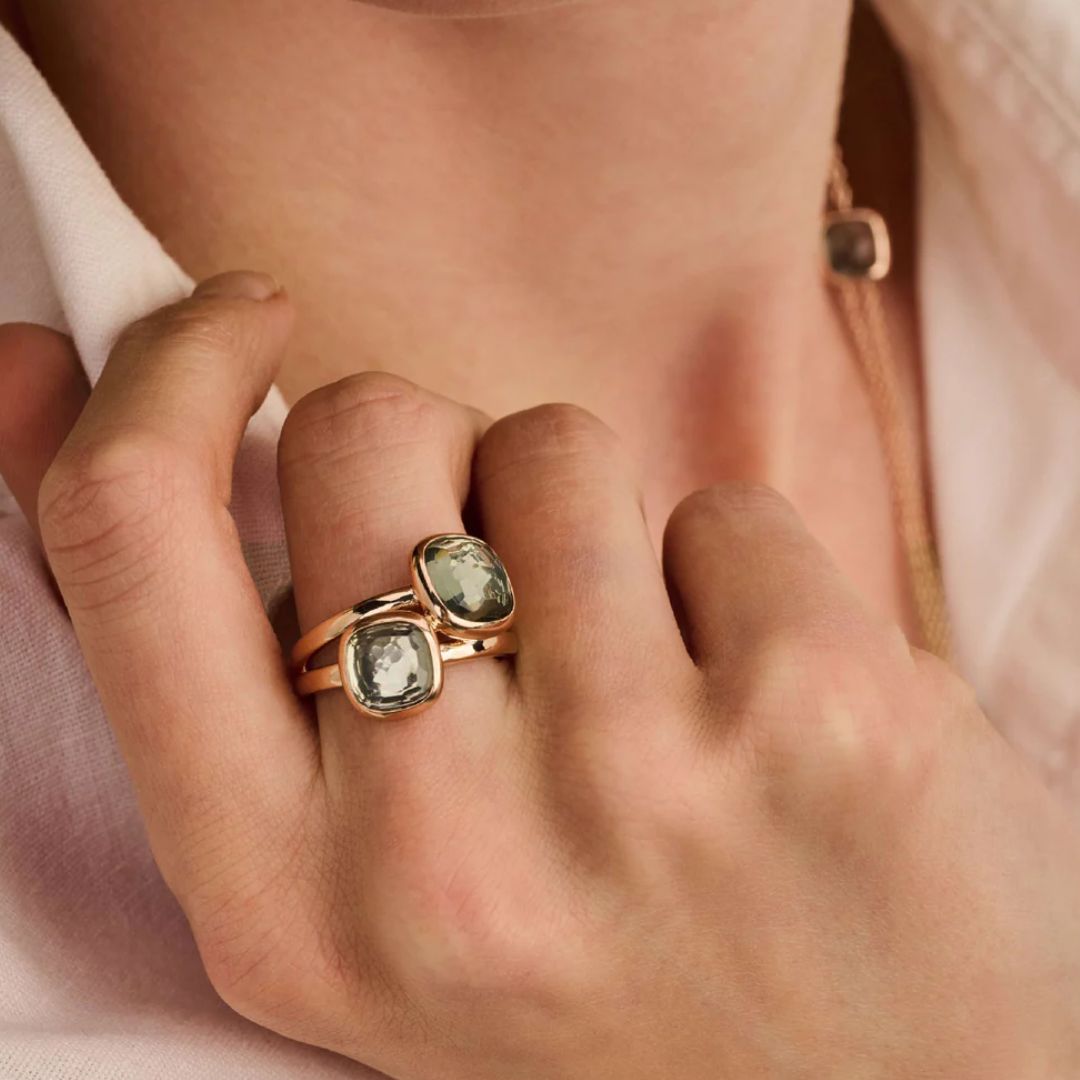 TI SENTO Double Cushion sormus, rosekullattua hopeaa ja zirkonit, 12413GR