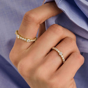 TI SENTO Eternity Tennis sormus, keltakullattua hopeaa ja zirkonit, 12428ZY