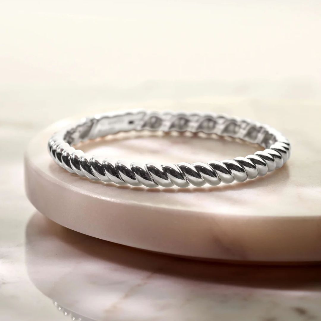 TI SENTO Ribbed rannerengas, hopeaa 23095SI