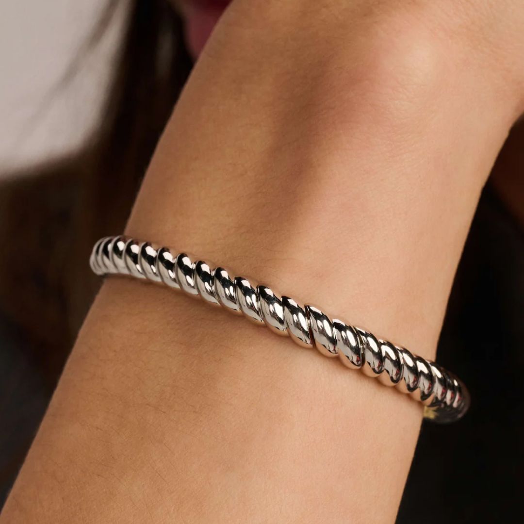 TI SENTO Ribbed rannerengas, hopeaa 23095SI