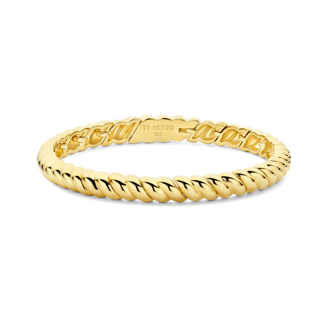 TI SENTO Ribbed rannerengas, keltakullattua hopeaa, 23095SY