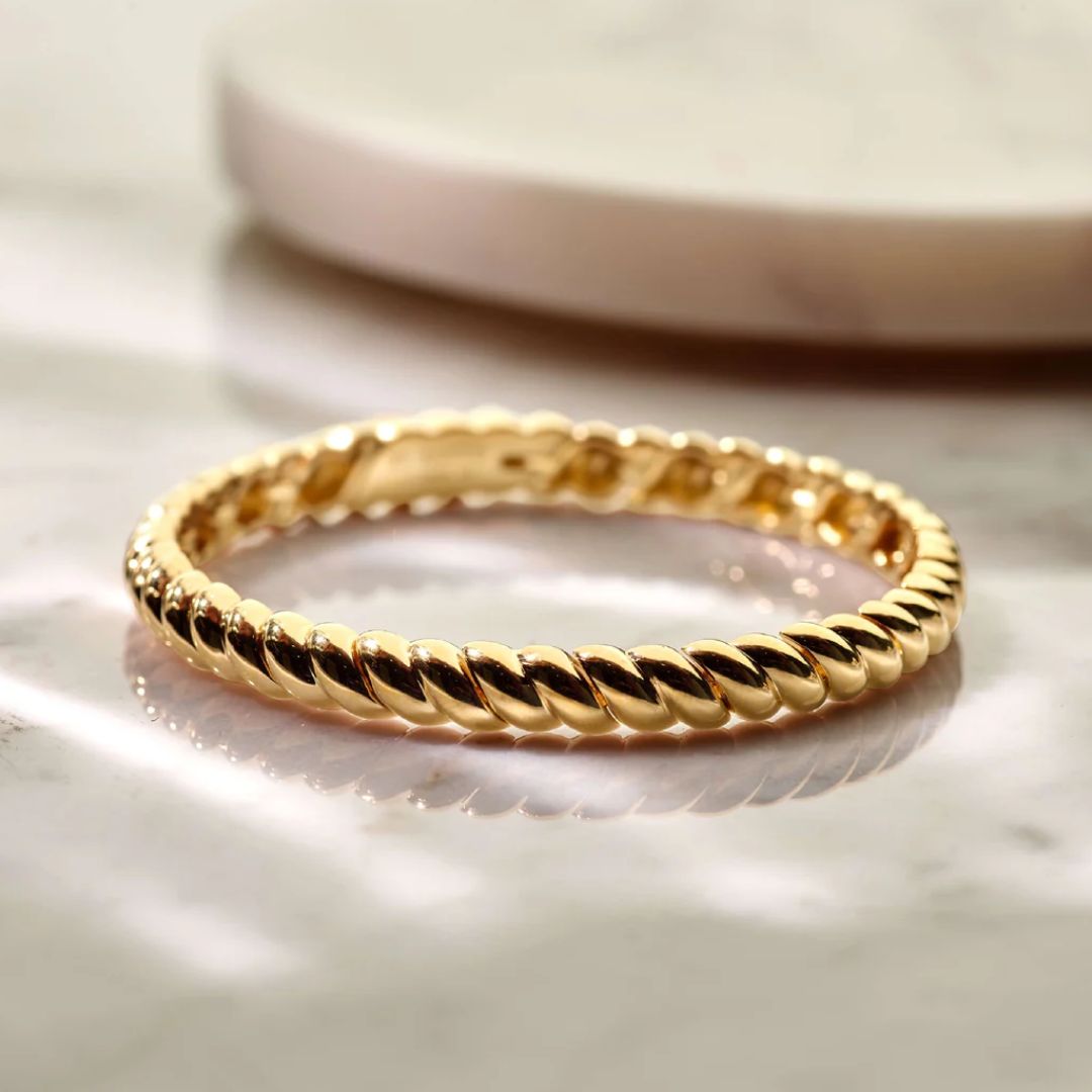 TI SENTO Ribbed rannerengas, keltakullattua hopeaa, 23095SY