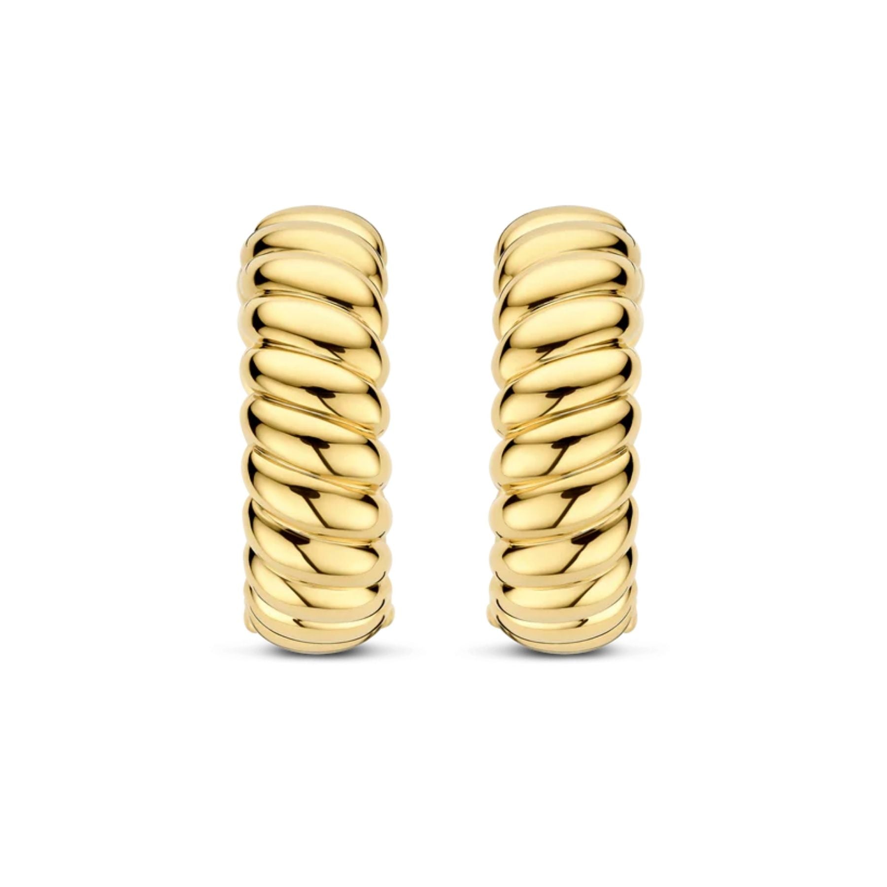 TI SENTO Vintage Ribbed rengaskorvakorut, keltakullattua hopeaa, 78066SY