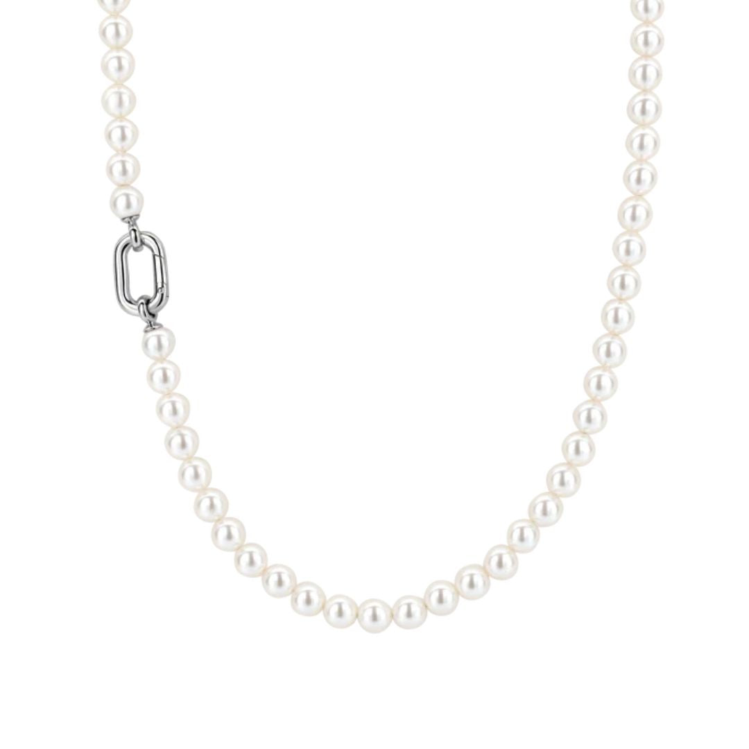 TI SENTO kaulakoru, hopeaa ja valkoiset helmet, 34050PW/45