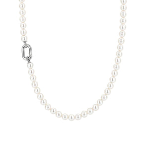 TI SENTO kaulakoru, hopeaa ja valkoiset helmet, 34050PW/45