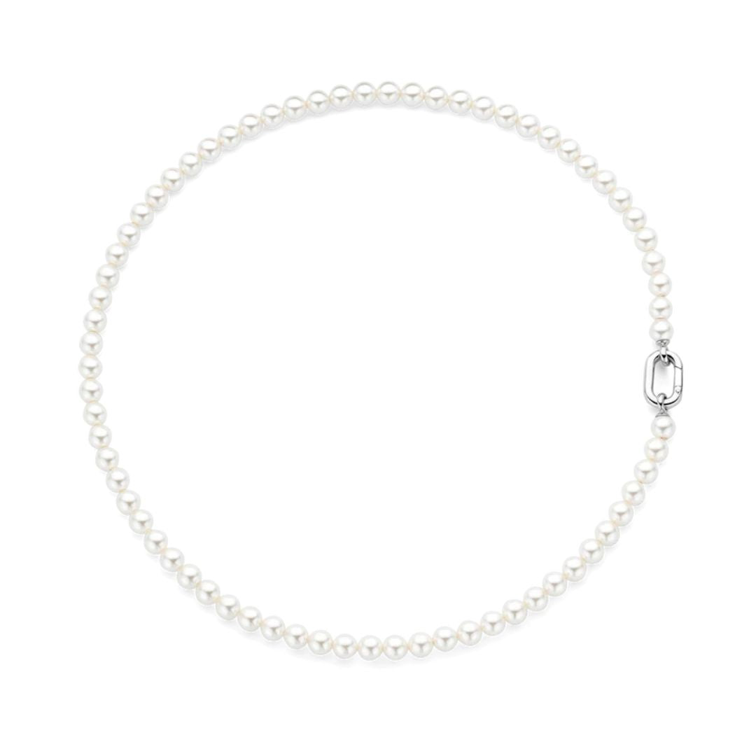 TI SENTO kaulakoru, hopeaa ja valkoiset helmet, 34050PW/45