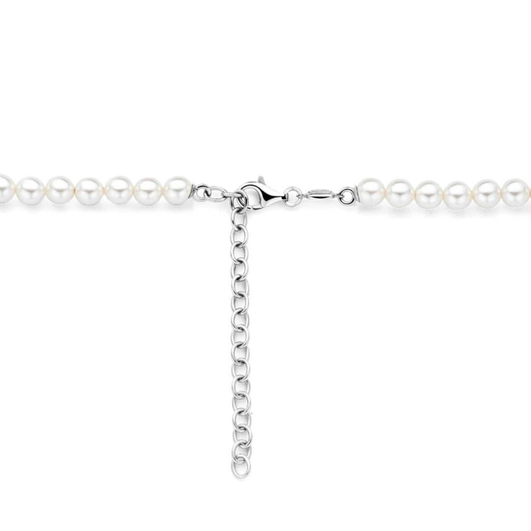 TI SENTO kaulakoru, keltakullattua hopeaa ja valkoiset helmet, 34112YP/42