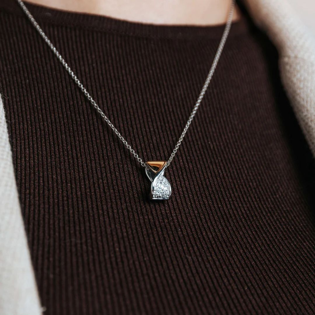 TI SENTO kaulakoru, keltakullattua hopeaa ja zirkonit 34106ZY/42