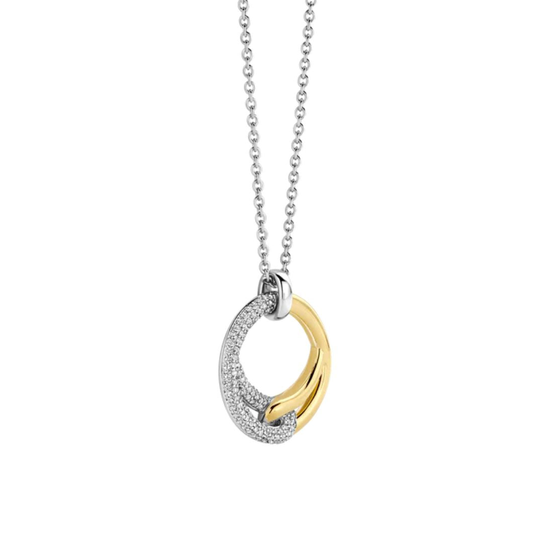 TI SENTO kaulakoru, keltakullattua hopeaa ja zirkonit 34107ZY/42