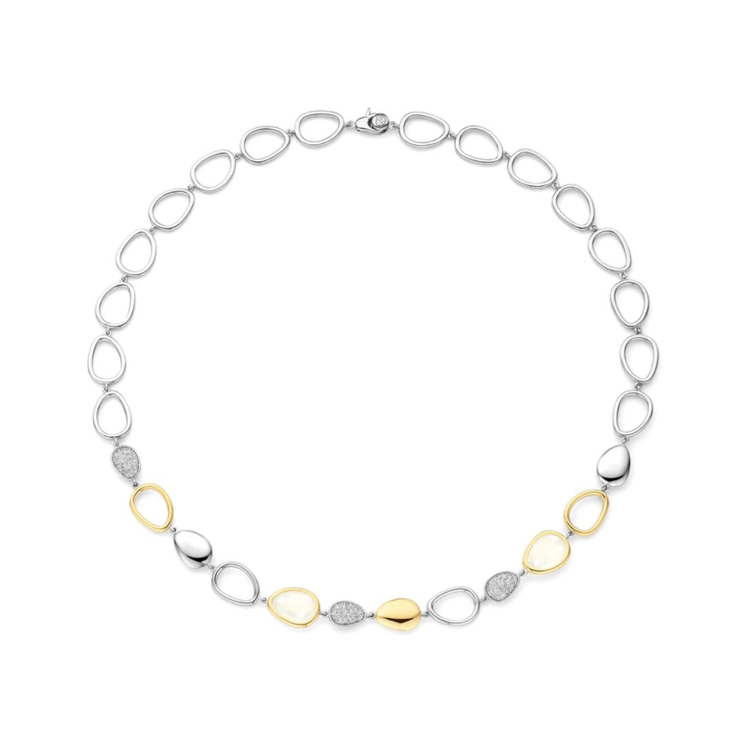 TI SENTO kaulakoru, keltakullattua hopeaa, zirkonit ja kristalleja 34101MW/44