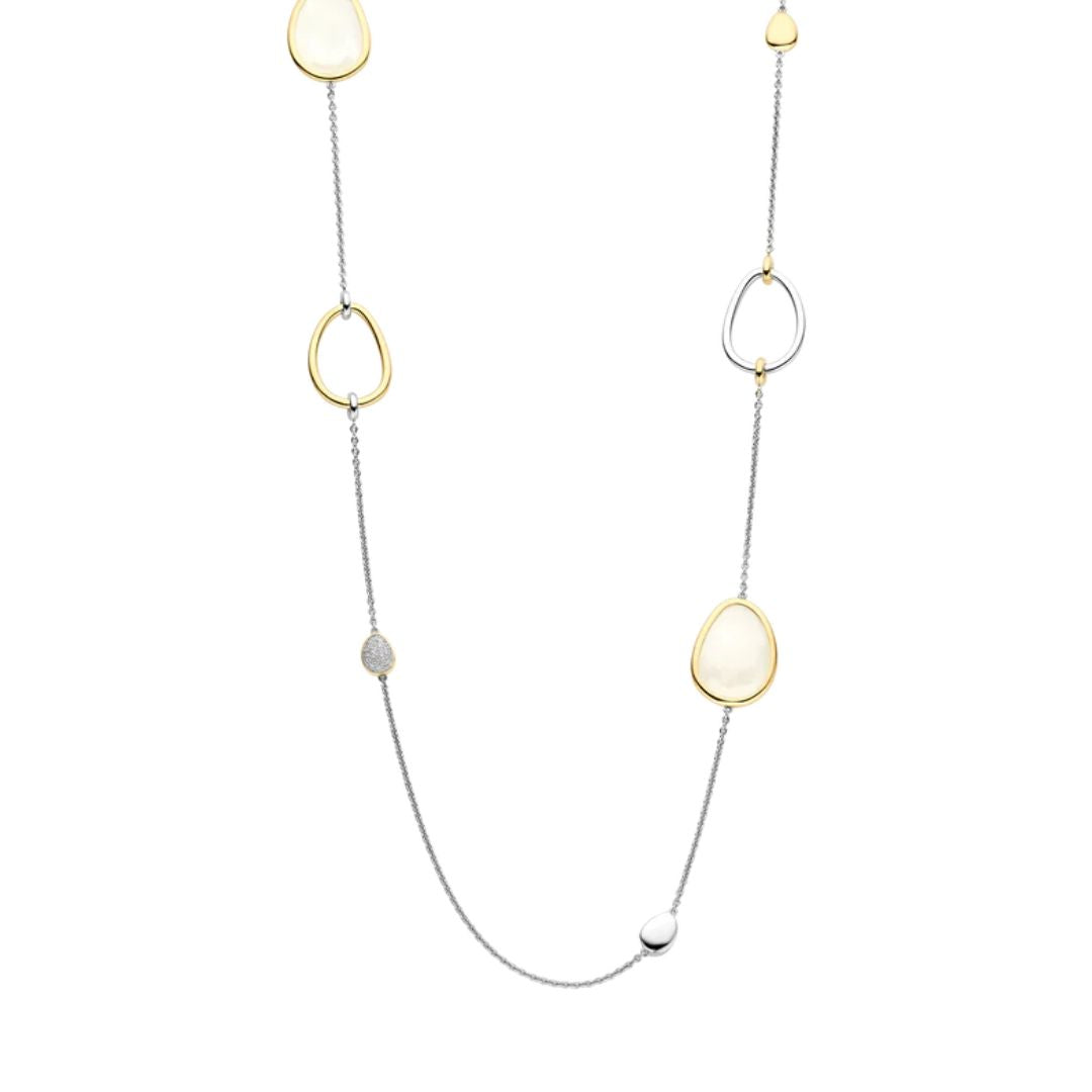 TI SENTO kaulakoru, keltakullattua hopeaa, zirkonit ja kristalleja 34102MW/80