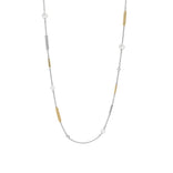 TI SENTO kaulakoru, keltakullattua hopeaa, zirkonit ja valkoiset helmet 34089ZY/80