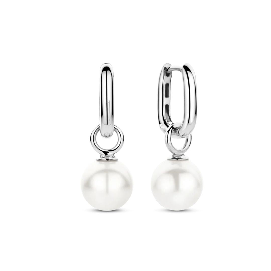 TI SENTO korvakorut, hopeaa ja valkoiset helmet, 7848WP